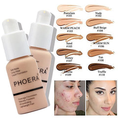 PHOERA Foundation, Full Coverage Foundation, PHOERA Primer, PHOERA Powder, PHOERA Makeup Set, Kabuki Makeup Brushes Foundation Brush Powder Brush,2 Pcs Makeup Sponge (101 Porcelain+102 Nude)