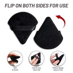 Kali Joy Triangle Makeup Puff Soft Sponge Puff for Face Exquisite Makeup Eyes Contouring, for Loose Mineral Body Powder Cosmetic Foundation Makeup Tool (7pcs Black)