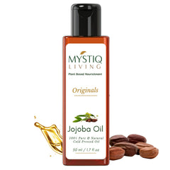 Mystiq Living - Pure Golden Virgin Jojoba Oil, 50ML | Hair, Skin & Face Care | Natural Makeup Remover, Hair Vitalizer, Natural Lip Balm and Nails Extension | Cold Pressed | 100% Pure and Natural