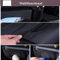 SIJAWEYI 2 Pack PU Leather Premium Car SeatBack Organizer Travel Accessories, Car Seat Back Organizer Seat Protector/Kick mats Back seat Protector and Cup Holder Holder,Universal Use Seat Covers