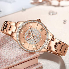 Curren 9084 Fashion Casual Luxury Quartz Women's Watches Waterproof Automatic Watches Original Design Elelgant Lover's Gift Diamond Gold Women's Watch - ROSE