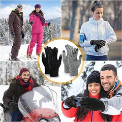 SANKRO Winter Gloves for Men and Women, Thermal Gloves, Touch Screen, Elastic Knitted Gloves with Warm Lining, Thermal Winter Gloves - for Running, Cycling, Driving - Gray