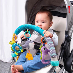 NALACAL Baby Stroller Arch for Bassinet with Universal Clamps, Clip-On Mobile Toys Bassinet Arch Toy Activity Toy Bar Interactive Bassinet Toys for Infants Baby Car Seat Toys Rattle Turtle Music Whale