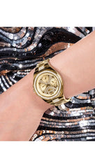 Guess Lady Empire Multi-Function Analog Watch for Women, 40 mm Case Width, Gold Tone/Champagne