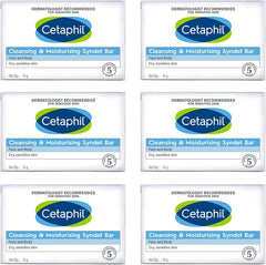 Cetaphil Cleansing & Moisturising Syndet Soap Bar, Pack of 6 - 75g