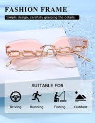 AEVOGUE Sunglasses For Women Oversized Rimless Diamond Cutting Lens Sun Glasses AE0534