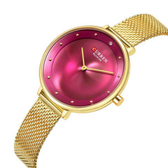 Curren Women Fashion Casual Wristwatches Quartz Movement Stainless Steel Band Alloy Case Simple Style,9029