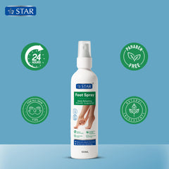 SZ STAR Foot Spray, Antifungal & Deodorant Formula for Smelly and Sweaty Feet, Enriched with Natural Plant Extracts & Essential Oils for Fresh & Comfortable Feet - 100ml