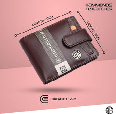 HAMMONDS FLYCATCHER Genuine Leather Wallets for Men, Redwood, RFID Protected Brown Nappa Leather Wallet for Men, Mens Wallet with 5 Card Slots, Gift for Valentine Day, Father's Day, Birthday