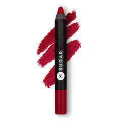 Sugar Cosmetics Matte as Hell Crayon Lipstick - 01 Scarlett O'Hara (Red) with Sharpener Highly pigmented, creamy texture, long-lasting matte finish