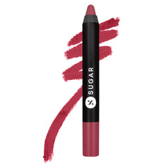 SUGAR Cosmetics Matte as Hell Crayon Lipsticks for Women | Lasts Up To 8+ Hours | Lip Crayon with Sharpener | 2.5gm - 28 Honey Rider