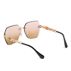 Rimless Sunglasses for Women Metal Square Frame Classic Diamond Grandient lens Eyewear UV Protection Fashion Shades for Women B2567