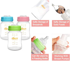 Matyz 4-Pack Wide Mouth Breast Milk Storage Containers with Lids (Blue, 6oz Each) - Freezer Safe Breastmilk Storage Bottles - Breast Pump Accessories for Medela Spectra Avent Breast Pumps