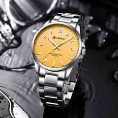 CURREN 9090 Watch for Couple Waterproof Men's Watches Fashion Women's Sports Watches Quartz Movement - SILVER ORANGE