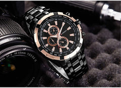 CURREN Mens Quartz Watch Stainless Steel Fashion Military Waterproof Sport Watch Black Gold Decorative dial
