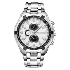 CURREN Watches Men,Sports Waterproof Stainless Steel Quartz Wrist Watch for Men and Boys, 3, Quartz Movement - Silver