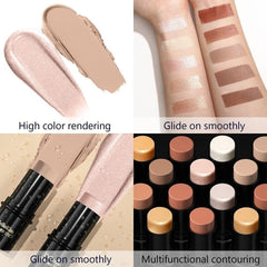 NIKITA.VIVI - Shimmer Stick Makeup Highlighter | Shimmer Cream Powder, Lasting Glow Finish Foundation Stick | Highlighter & Bronzer Pen, Face Brightens & Shades Pencil | Face Series | 6g (#02)