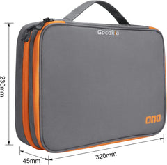 Travel Electronic Accessories Organizer, Cokia Large Capacity Storage Handbag Cable Organizer Bag Waterproof Carry Pouch for 11.6''Laptop,Tablet,Cellphone,Hard Drives, Power - Grey