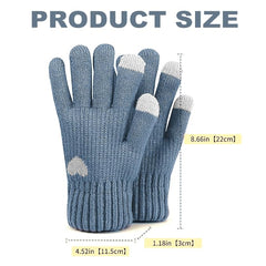 BananaHome Thermal Winter Gloves Fleece Lining Touch Screen Knit Stretchy Warm Gloves Cold Weather Gloves for Running Cycling Riding for Women - Grey Blue