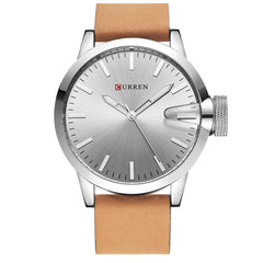 Curren 8208 Leather Strap Analog Dial Men Wristwatch Alloy Case Quartz Watch