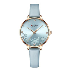 CURREN 9068 Brand Women Watch Fashion Flower Dial Quartz Ladies Leather Wristwatch Elegant Gift Lady Watche WITH ORIGNAL GIFT BOX - SKY