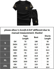 PASOK Men's Casual Tracksuit Full Zip Running Jogging Athletic Sports Jacket and Pants Set - Short Style Blue