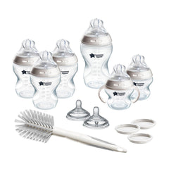 Tommee Tippee Natural Start Grow with Baby Bottle Set, 5oz, 9oz and 11oz, Slow, Medium and Thicker Flow, Removable Bottle Handles, Self-Sterilizing