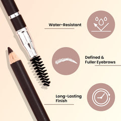 Swiss Beauty Eyebrow Definer Pencil With Spoolie | Smudge Proof, Waterproof And Pigmented Eyebrow Pencil |Shade - Chestnut, 1.5Gm |
