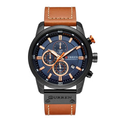 CURREN 8291 Men Quartz Movement Wristwatches Fashion&Casual Leather Band Alloy Case Auto Date - black blue