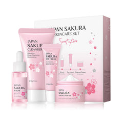 Fashion Base Skin Care Set - Sakura Skin Care Sets & Kits - Women Gift Sets with Cleanser,Serum,Eye Cream,essence Cream - Beauty Products For Women - Skin Care Routine Travel Kit (SetB)