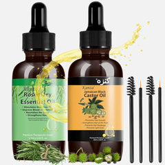 KANZA - Rosemary Essential Oil & Castor Oil for Hair Growth (60ml*2) | Jamaican Black Castor Oil, Hair Growth Serum| Anti Hair Loss Serum|Organic Castor Oil,Rosemary Oil for Hair Growth for Men&Women