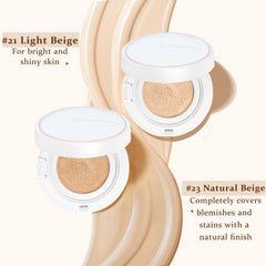 Witch’s Pouch Korean Serum Skin Cushion Foundation, Flawless Coverage Korean Foundation Makeup, Long-Lasting & Moisturizing Foundation Cushion, UV Protection Korean Makeup Products (21 Light Beige)