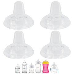 Sippy Cup for Philips Avent Natural Baby Bottles, My Grippy Spout Sippy Cup and Natural Trainer Sippy Cup, Soft 100% Silicone Sippy Spout, 6m+, 4 Count