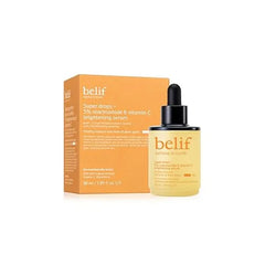 belif Super Drops 5% Niacinamide & Vitamin C Serum Evens Skin Tone, Reduces Dark Spots & Post Blemish Marks, Soothes Redness with AHA & Glutathione