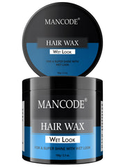 MAN CODE Hair Wax Wet Look Glossy Finish Super Shine Long Lasting Wet Look Easy Wash All Day Manageable Hair 100 gm Hair Wax for Men (Pack of 1)