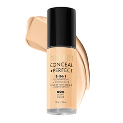 Milani Concealer + Perfect 2-in-1 Foundation + Concealer - Light (1 oz.) Cruelty-Free Liquid Foundation - Covers under-eye circles, blemishes, and skin discoloration for a flawless complexion.