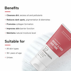 DERMATOUCH Bright & Even Tone Face Wash with Niacinamide, Vitamin E and Kojic Acid | Daily Gentle Face Cleanser For Tan, Pigmentation, Uneven Tone - 30G
