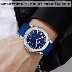 SKMEI Watches for Men Silicone Easy Read Waterproof Sport Casual Fashion Analog Quartz Luminous Fathers Gifts Black Wrist Watch - G9286blue