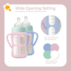 TEITEAI 4 Pack Silicone Sleeves for Philips Avent Glass Bottles 8oz, Silicone Bottle Sleeve Compatible with Avent Natural Glass Baby Bottles 8oz, Anti-Breakage Sleeves for Moms, BPA Free