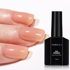 TOMICCA Jelly Gel Nail Polish -15ML Sheer Nude Translucent Gel Nail Polish Soak Off UV LED Nude Gel Polish French Nail Gel for DIY Manicure Home Salon Nail Art