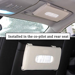 Showay Car Visor Tissue Holder, Leather Napkin Cover, Paper Dispenser For & Backseat, Vehicle(Beige)