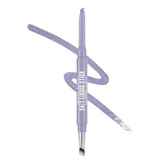 URBAN DECAY 24/7 Liquid Stick Waterproof Eyeliner Smudge Proof, Transfer Proof, Up to 24HR Wear, Dual Ended Retractable Gel Liner with Blending Eye Brush Denim Wash (metallic periwinkle blue)