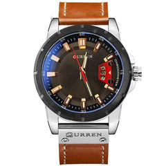 CURREN 8284 Watches Men Fashion Casual Brand Quartz Watch Man's Clock Male leather Men Waterproof Wristwatches - Brown