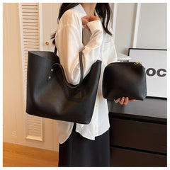 Women Tote Bags Soft Faux Leather Tote Purses and Handbags Ladies Tote Shoulder Bag, Big Capacity Handbag Lightweight - Black