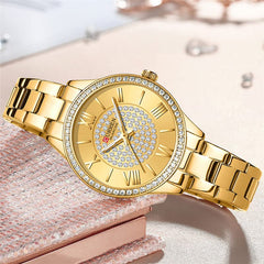 Curren 9084 Fashion Casual Luxury Quartz Women's Watches Waterproof Automatic Watches Original Design Elelgant Lover's Gift Diamond Gold Women's Watch