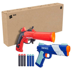 Nerf Fortnite Dual Pack Includes 2 Fortnite Blasters, Flint-Knock Dart Blaster, LP Dart Blaster, and 6 Nerf Elite Foam Darts