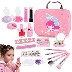 Home Smart Kids Makeup Kit for Girl Play Real Gold Makeup Set, 21 Pcs Washable Makeup Set for 3+ Years Old Little Girls Birthday Gifts - Safe & Non Toxic, Pink, 20 PCs