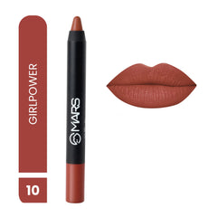 MARS Long Lasting Crayon Lipstick up to 12 Hours Stay | Matte Finish | Waterproof | Won't Smudge Won't Budge Lip Crayon (3.5 gm) (10-Girl Power)