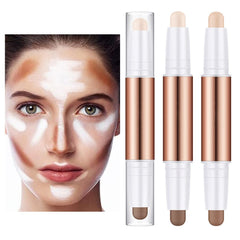 Women Facial Make Up Double-Headed Stick Portable Highlighter Shadow Bronzers Contouring Cosmetics for Professional, Type 2