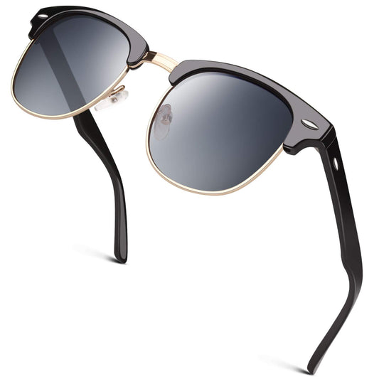 GQUEEN Classic Horn Rimmed Semi Rimless Polarized Sunglasses for Men Women GQO6